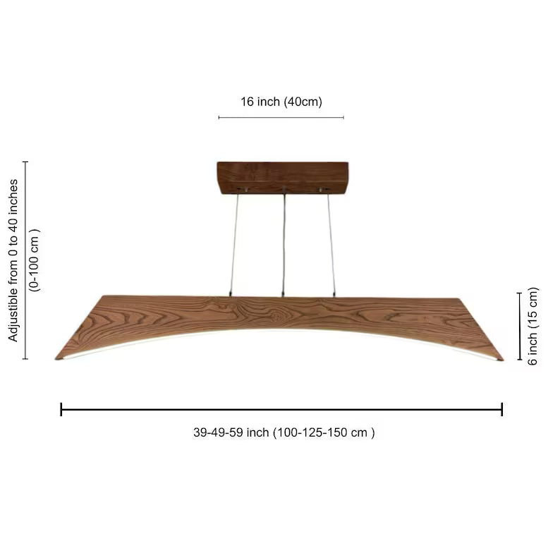 Handmade Wood Pendant Light - Dimmable Wood Ceiling Lamp - Home Decor Light - Light Fixture for Dining Room, Kitchen Island or Living Room