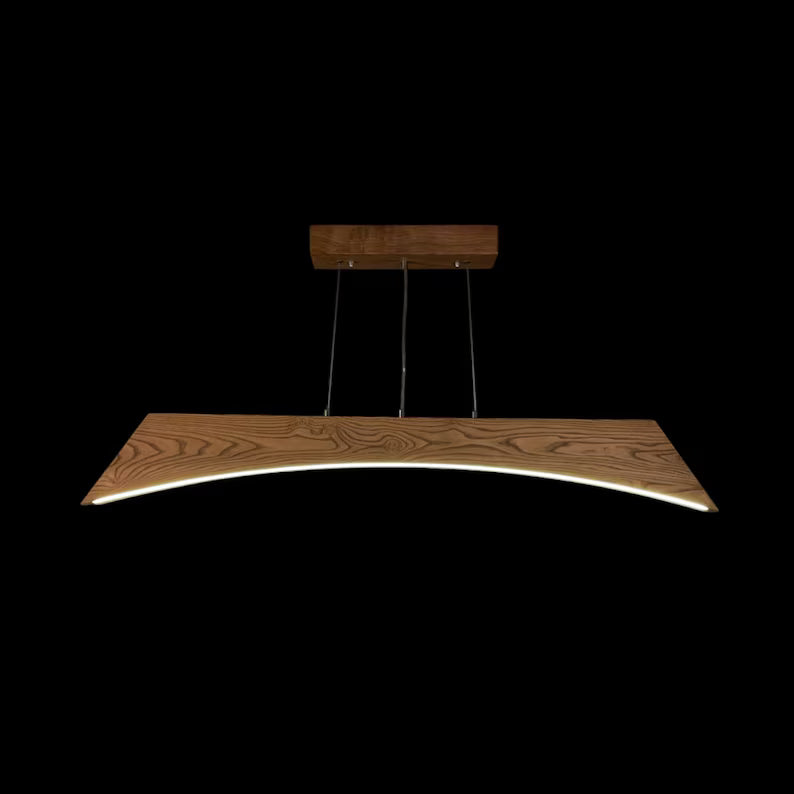 Handmade Wood Pendant Light - Dimmable Wood Ceiling Lamp - Home Decor Light - Light Fixture for Dining Room, Kitchen Island or Living Room