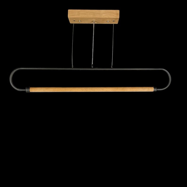 Wood and Metal LED Pendant Light - Modern Led Chandelier -Light Fixture for Dining Room, Kitchen Island or Living Room - Home Decor Lighting