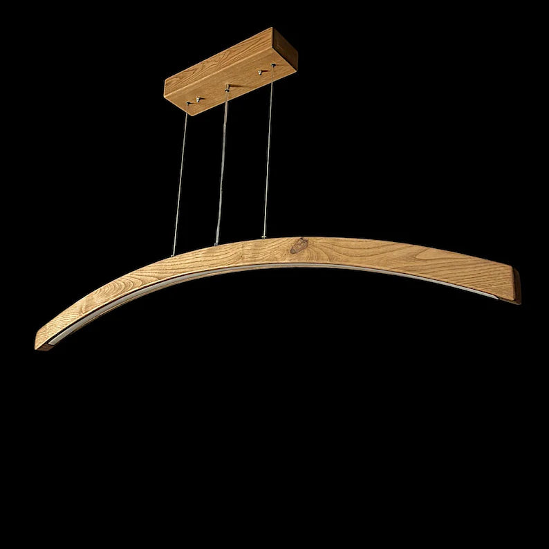 Curved Wood Led Ceiling lamp - Handmade Pendant Light - Home Decor Lighting - Light Fixture for Dining Room, Kitchen Island or Living Room