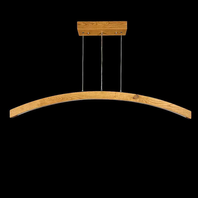 Curved Wood Led Ceiling lamp - Handmade Pendant Light - Home Decor Lighting - Light Fixture for Dining Room, Kitchen Island or Living Room