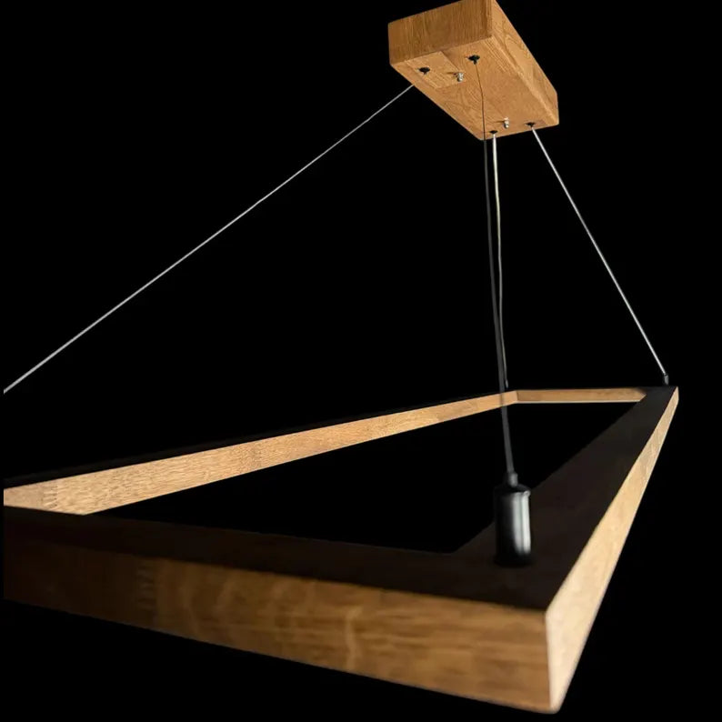 Dimmable Wooden Pendant Light – Ceiling Wood Lighting - Modern Led Chandelier for Dining Room or Kitchen Island -Rectangular Handmade Lamp