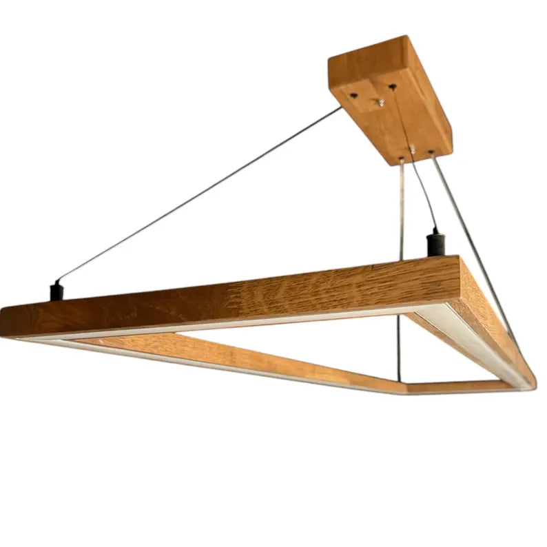 Dimmable Wooden Pendant Light – Ceiling Wood Lighting - Modern Led Chandelier for Dining Room or Kitchen Island -Rectangular Handmade Lamp