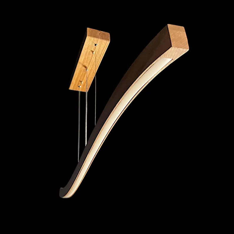 Handmade Wood Pendant Light - Dimmable Ceiling Lamp - Home Decor Lighting- Light Fixture for Dining Room, Kitchen Island or Living Room