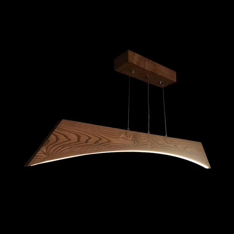 Handmade Wood Pendant Light - Dimmable Wood Ceiling Lamp - Home Decor Light - Light Fixture for Dining Room, Kitchen Island or Living Room