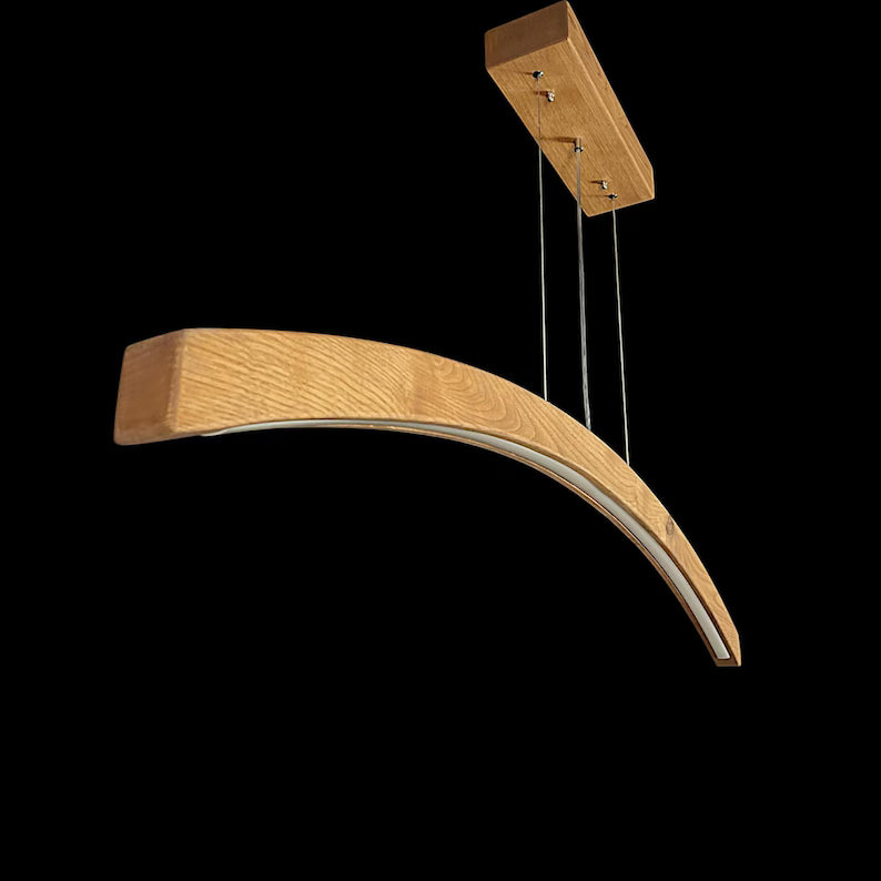 Curved Wood Led Ceiling lamp - Handmade Pendant Light - Home Decor Lighting - Light Fixture for Dining Room, Kitchen Island or Living Room