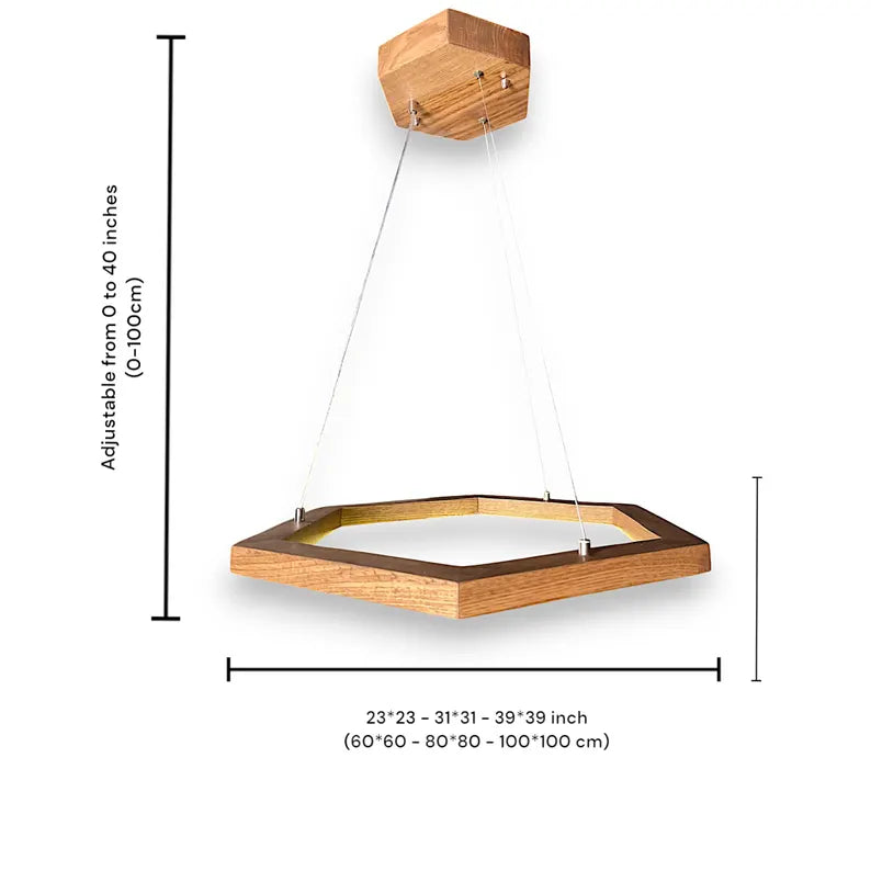 Wooden Hexagon LED Pendant Light – Handmade Chandelier - Wood Ceiling Light - Light Fixture for Dining Room, Kitchen Island or Living Room