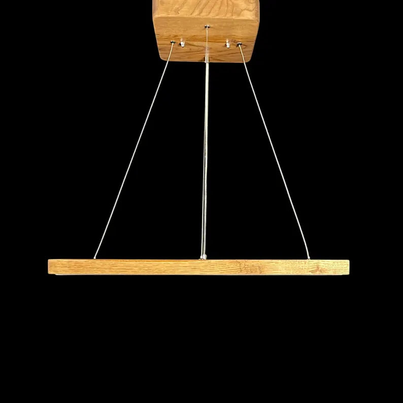 Handmade Square Wood Pendant Light - Wooden Ceiling Lamp - Led Chandelier - Light Fixture for Dining Room, Kitchen Island or Living Room