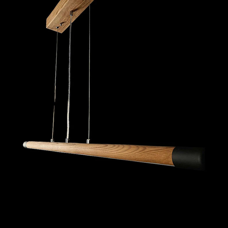 Handmade Wood Pendant Light - Linear Dimmable Ceiling Lamp - Light Fixture for Dining Room, Kitchen Island or Living Room - Home Decor Light