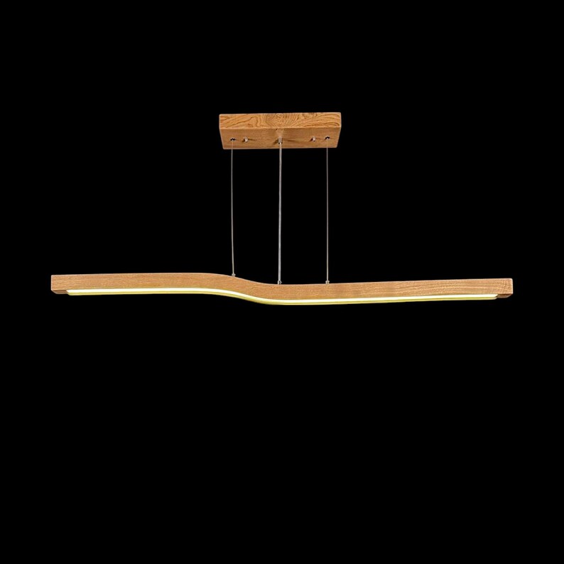 Wave-Shaped Wood Ceiling Light - Handmade Wooden Pendant Light - Light Fixture for Dining Room, Kitchen Island or Living Room - Home Decor