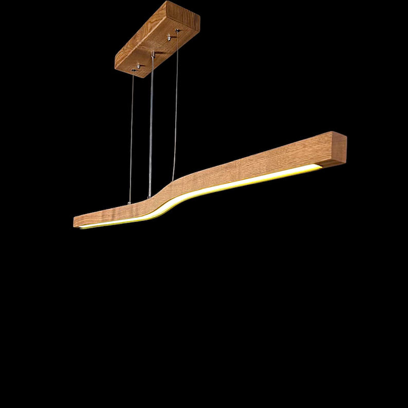 Wave-Shaped Wood Ceiling Light - Handmade Wooden Pendant Light - Light Fixture for Dining Room, Kitchen Island or Living Room - Home Decor