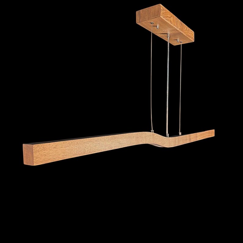 Wave-Shaped Wood Ceiling Light - Handmade Wooden Pendant Light - Light Fixture for Dining Room, Kitchen Island or Living Room - Home Decor