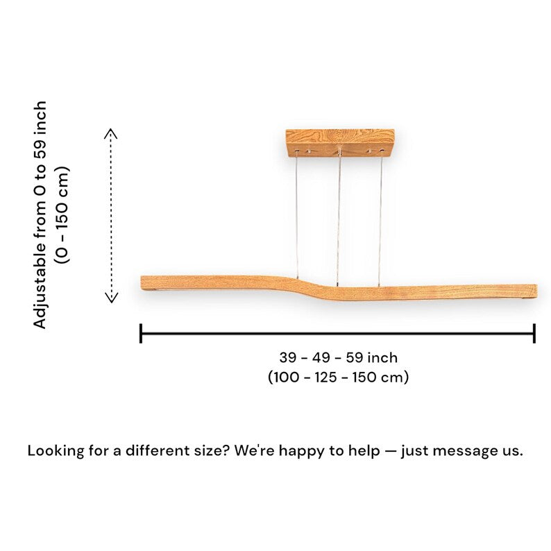 Wave-Shaped Wood Ceiling Light - Handmade Wooden Pendant Light - Light Fixture for Dining Room, Kitchen Island or Living Room - Home Decor