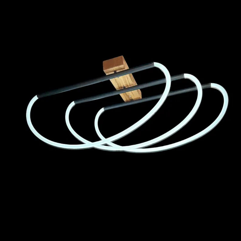 Dimmable LED Wood Loop Chandelier - Home Decor Light - Light Fixture for Dining Room, Kitchen Island or Living Room - Custom Hose Led Lamp