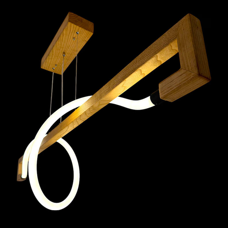 Wood Pendant Light – Home Decor Led Chandelier - Handmade Ceiling Lamp - Light Fixture for Dining Room, Kitchen Island or Living Room