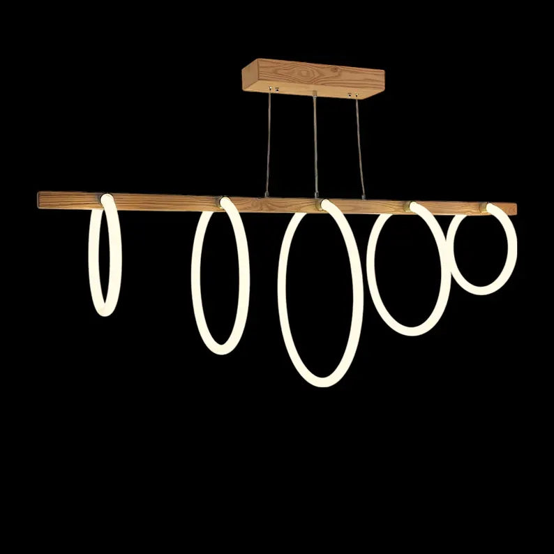 Handmade Wood Pendant Light - Dimmable Led Ceiling Lamp - Light Fixture for Dining Room, Kitchen Island or Living Room - Home Decor Light