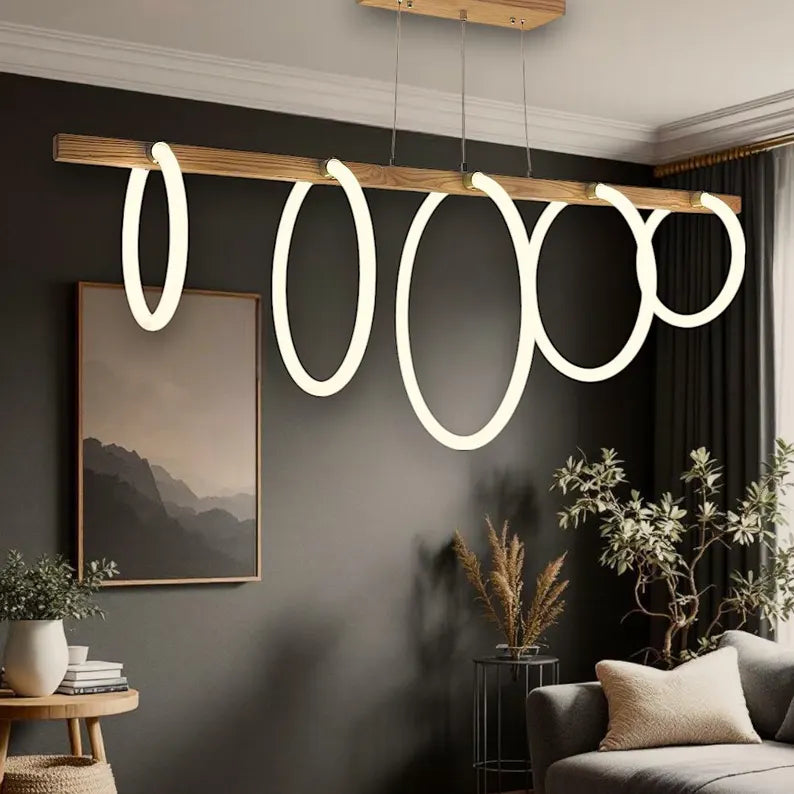 Handmade Wood Pendant Light - Dimmable Led Ceiling Lamp - Light Fixture for Dining Room, Kitchen Island or Living Room - Home Decor Light