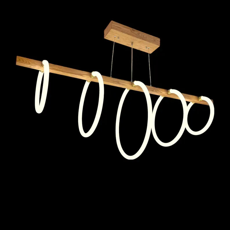 Handmade Wood Pendant Light - Dimmable Led Ceiling Lamp - Light Fixture for Dining Room, Kitchen Island or Living Room - Home Decor Light