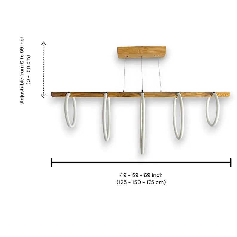 Handmade Wood Pendant Light - Dimmable Led Ceiling Lamp - Light Fixture for Dining Room, Kitchen Island or Living Room - Home Decor Light