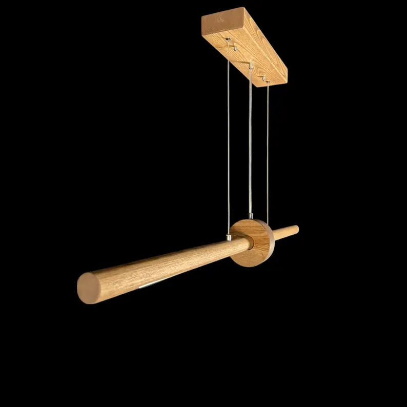 Handmade Wood Pendant Light - Dimmable Linear Chandelier - Wood Ceiling Lamp - Light Fixture for Dining Room, Kitchen Island or Living Room