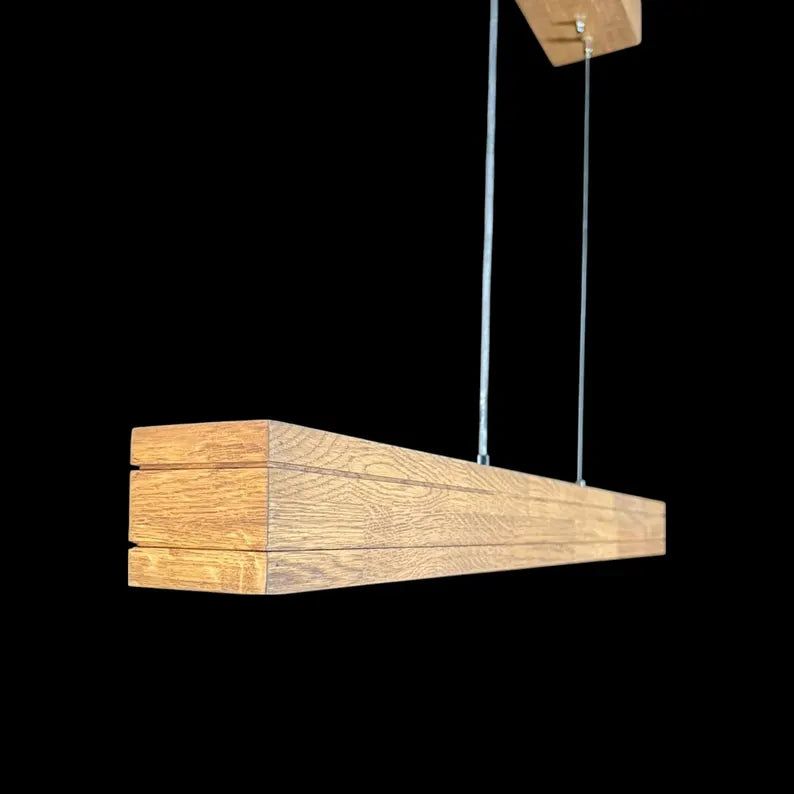 Wood Pendant Light - Handmade Wood Linear Ceiling Lamp - Home Decor Lighting - Light Fixture for Dining Room, Kitchen Island or Living Room