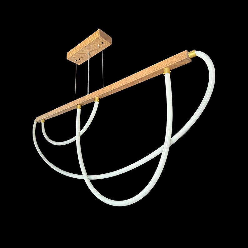 Handmade Wood Pendant Light - Dimmable Led Chandelier - Home Decor Lighting - Light Fixture for Dining Room, Kitchen Island or Living Room