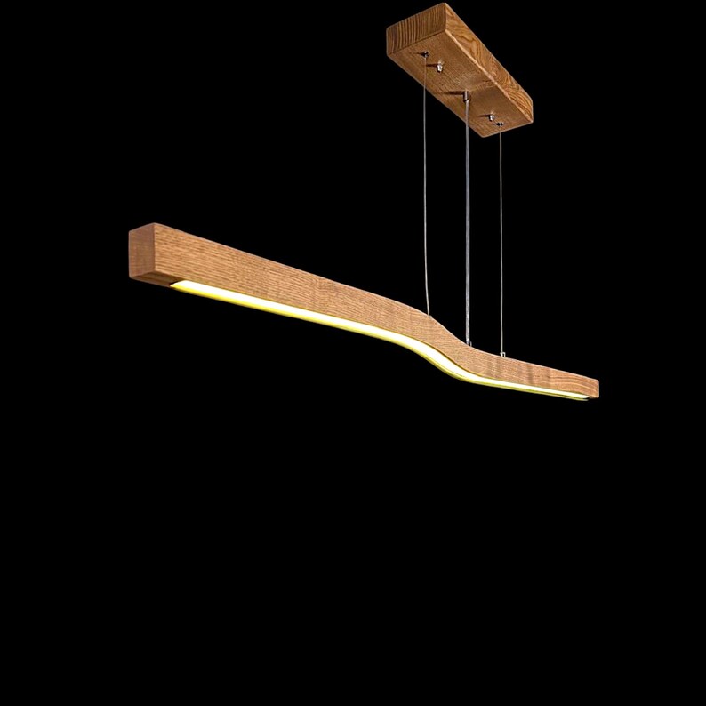 Wave-Shaped Wood Ceiling Light - Handmade Wooden Pendant Light - Light Fixture for Dining Room, Kitchen Island or Living Room - Home Decor