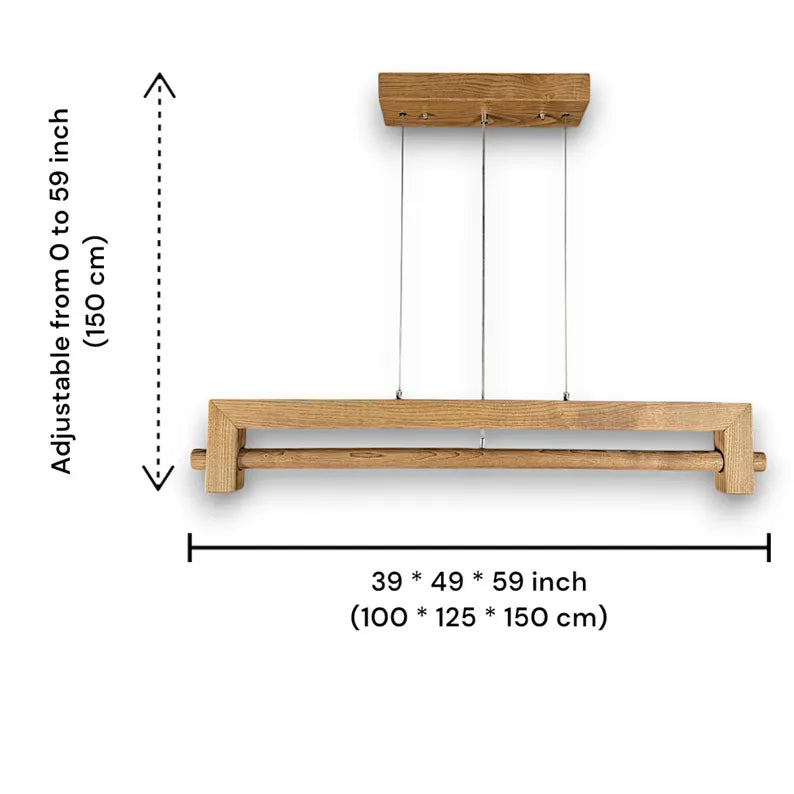Handmade Wood Linear Pendant Light - Dimmable Wood Ceiling Lamp - Light Fixture for Dining Room, Kitchen Island or Living Room - Home Decor