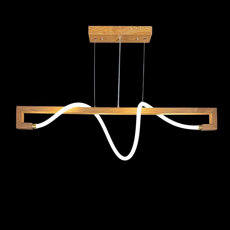 Wood Pendant Light – Home Decor Led Chandelier - Handmade Ceiling Lamp - Light Fixture for Dining Room, Kitchen Island or Living Room