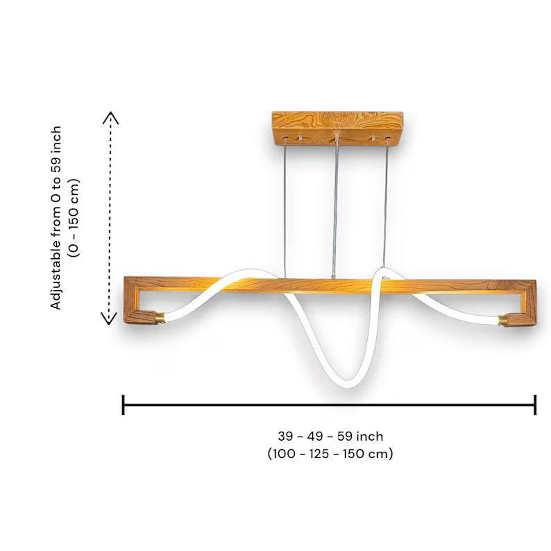 Wood Pendant Light – Home Decor Led Chandelier - Handmade Ceiling Lamp - Light Fixture for Dining Room, Kitchen Island or Living Room