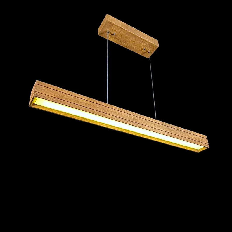 Wood Pendant Light - Handmade Wood Linear Ceiling Lamp - Home Decor Lighting - Light Fixture for Dining Room, Kitchen Island or Living Room