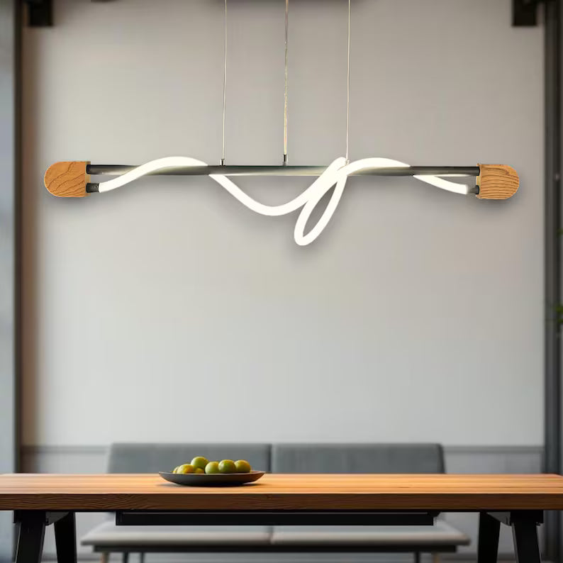 Modern Industrial Led Chandelier - Home Office Decor Lighting - Light Fixture for Dining Room, Kitchen Island or Living Room - Ceiling Lamp