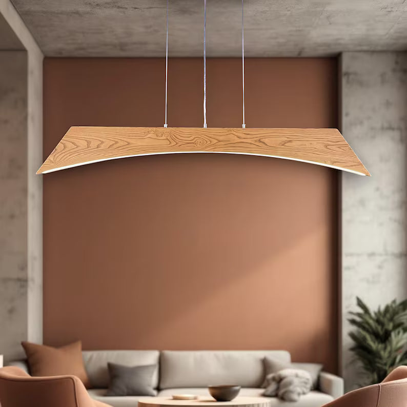 Handmade Wood Pendant Light - Dimmable Wood Ceiling Lamp - Home Decor Light - Light Fixture for Dining Room, Kitchen Island or Living Room