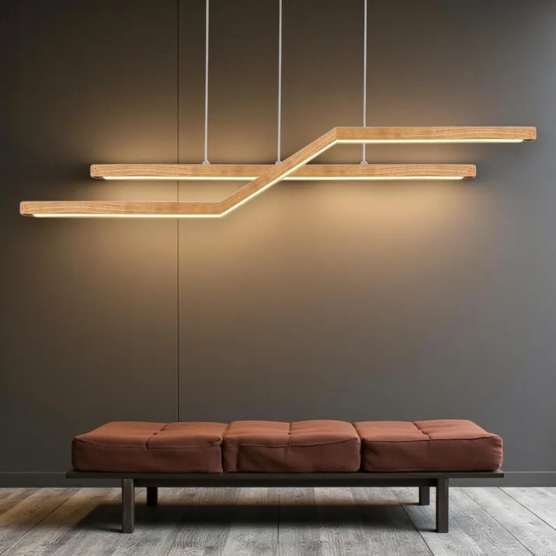 Wooden Led Pendant Lamp - Handmade Led Linear Chandelier - Home Decor Lighting -Light Fixture for Dining Room, Kitchen Island or Living Room
