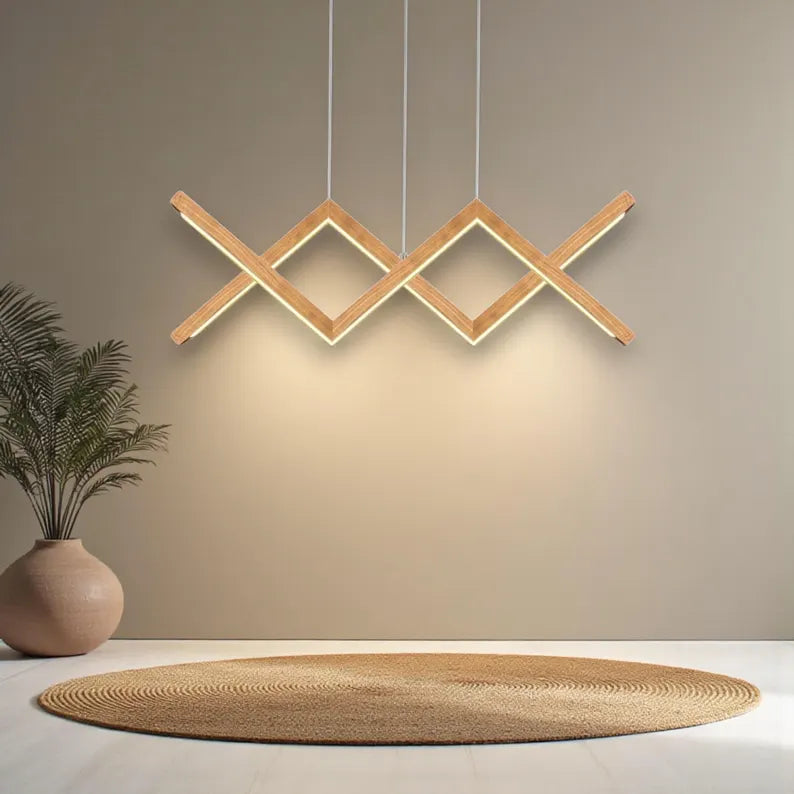 Handmade Pendant Light - Light Fixture for Dining Room, Kitchen Island or Living Room - Dimmable Wood Ceiling Light - Home Decor Lighting