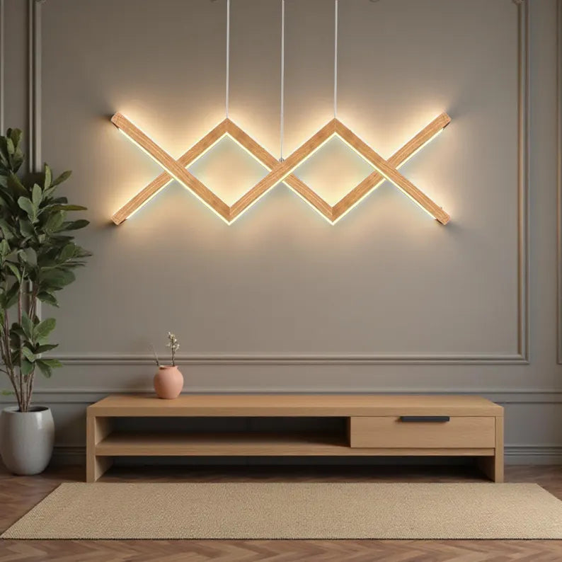 Handmade Pendant Light - Light Fixture for Dining Room, Kitchen Island or Living Room - Dimmable Wood Ceiling Light - Home Decor Lighting