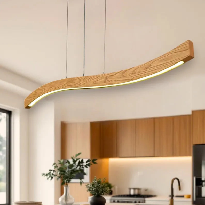 Handmade Wood Pendant Light - Dimmable Ceiling Lamp - Home Decor Lighting- Light Fixture for Dining Room, Kitchen Island or Living Room