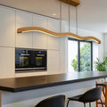Handmade Wood Pendant Light - Curved Led Chandelier - Wood Linear Ceiling Lamp -Light Fixture for Dining Room, Kitchen Island or Living Room (Copy)