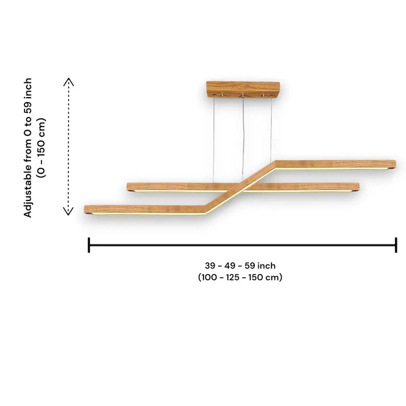 Wooden Led Pendant Lamp - Handmade Led Linear Chandelier - Home Decor Lighting -Light Fixture for Dining Room, Kitchen Island or Living Room