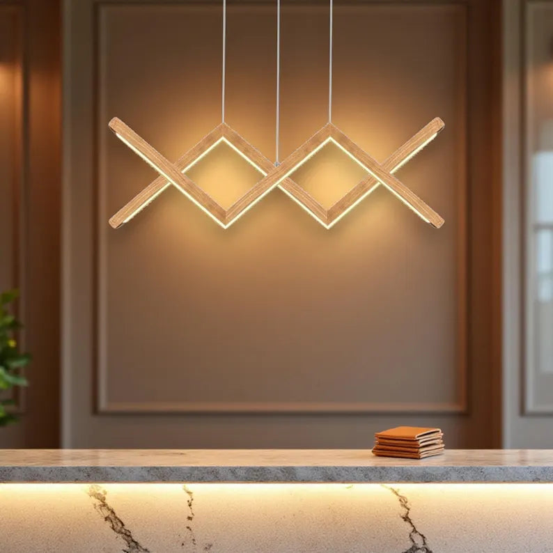 Handmade Pendant Light - Light Fixture for Dining Room, Kitchen Island or Living Room - Dimmable Wood Ceiling Light - Home Decor Lighting