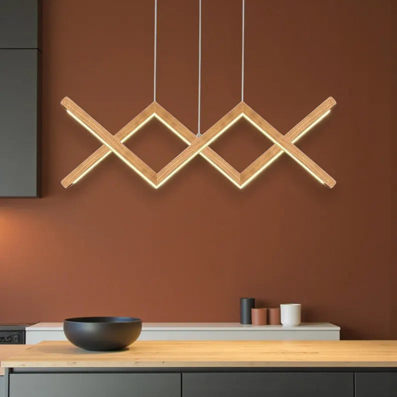 Handmade Pendant Light - Light Fixture for Dining Room, Kitchen Island or Living Room - Dimmable Wood Ceiling Light - Home Decor Lighting