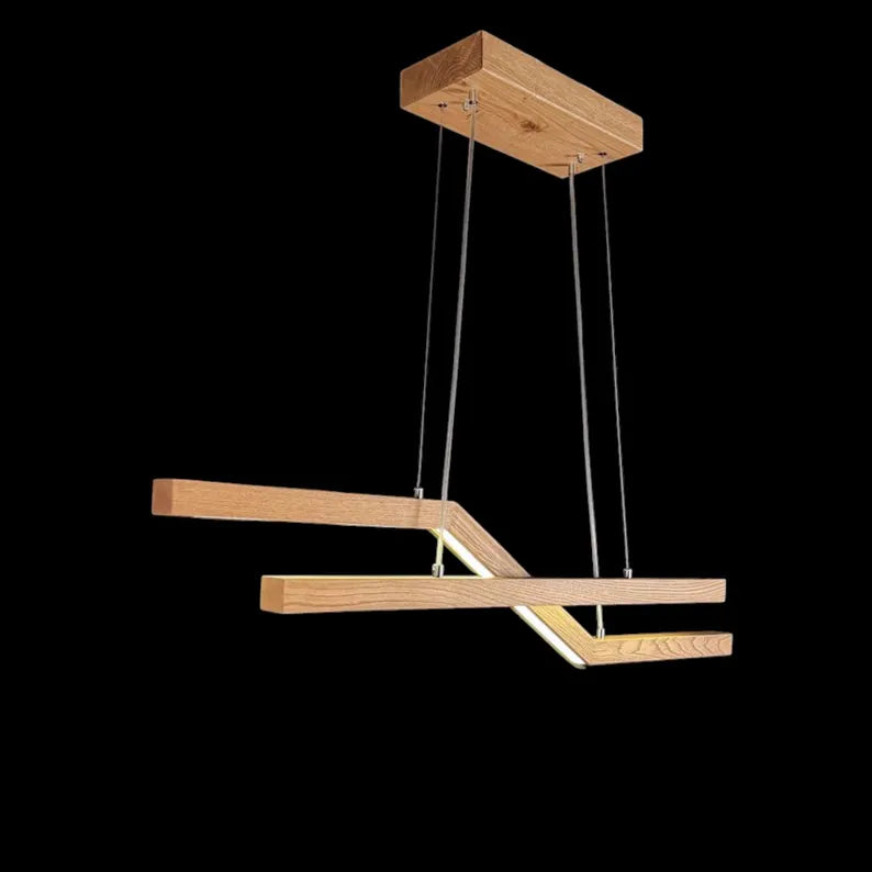Wooden Led Pendant Lamp - Handmade Led Linear Chandelier - Home Decor Lighting -Light Fixture for Dining Room, Kitchen Island or Living Room