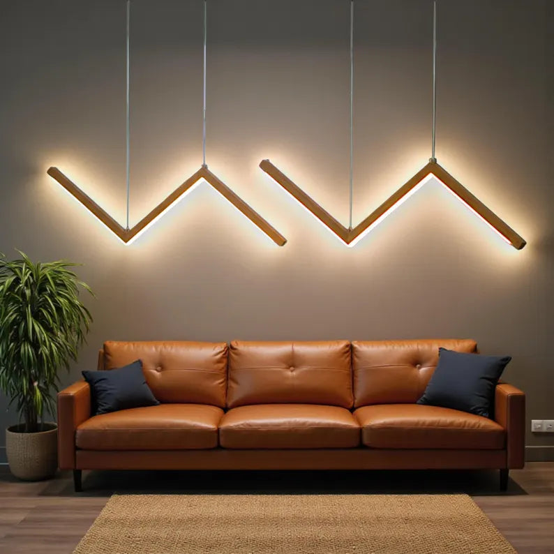 Zigzag Wood Pendant Light - Wood Dimmable Ceiling Light - Home Decor Lighting - Light Fixture for Dining Room, Kitchen Island or Living Room