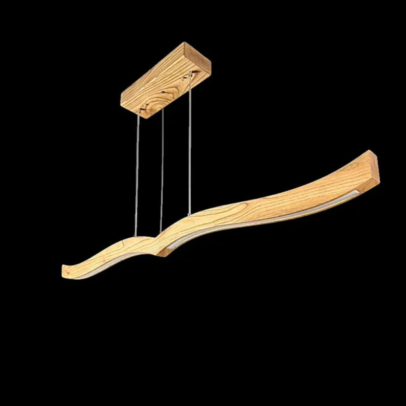 Handmade Curved Wood Pendant Light - Wood Ceiling Lamp - Home Decor Lighting - Light Fixture for Dining Room, Kitchen Island or Living Room