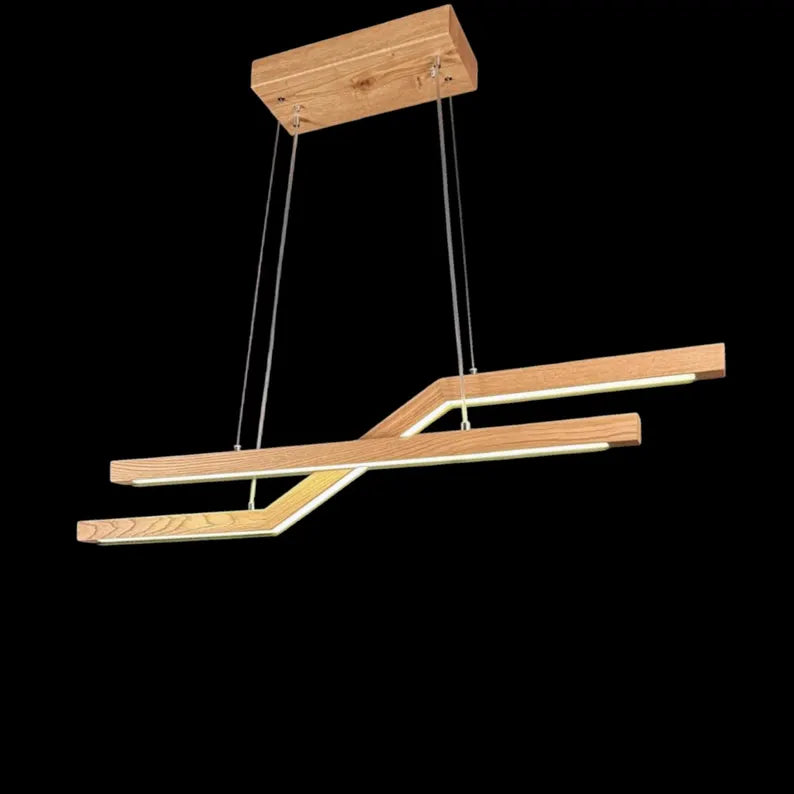 Wooden Led Pendant Lamp - Handmade Led Linear Chandelier - Home Decor Lighting -Light Fixture for Dining Room, Kitchen Island or Living Room