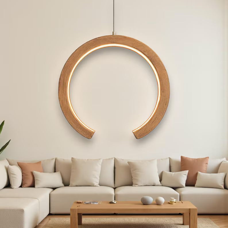 Handmade Wood LED Pendant Light - Home Decor Lighting - Wooden Ceiling Lamp - Light Fixture for Dining Room, Kitchen Island or Living Room
