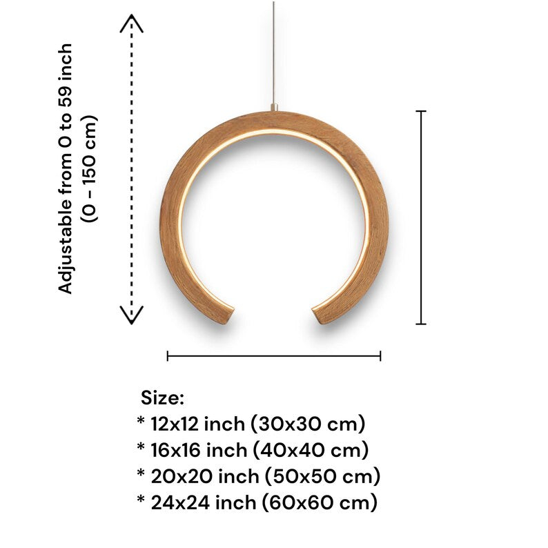 Handmade Wood LED Pendant Light - Home Decor Lighting - Wooden Ceiling Lamp - Light Fixture for Dining Room, Kitchen Island or Living Room