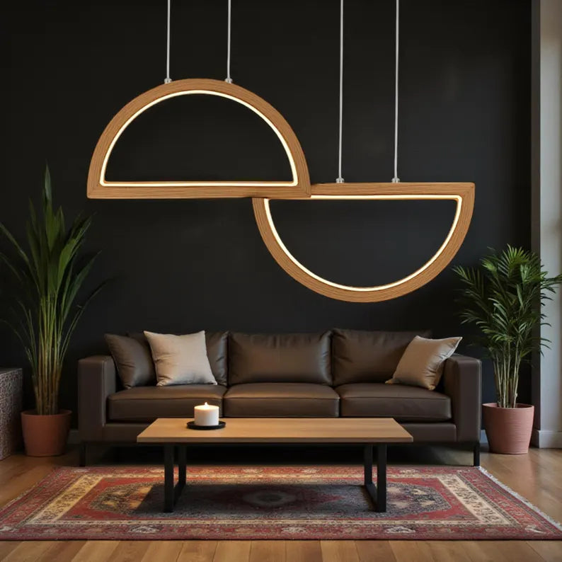 Handmade Wood Pendant Light - Minimalist Ceiling Light - Home Decor Lighting - Light Fixture for Dining Room, Kitchen Island or Living Room