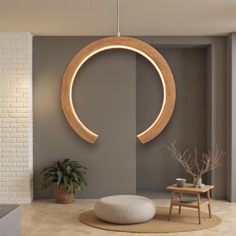 Handmade Wood LED Pendant Light - Home Decor Lighting - Wooden Ceiling Lamp - Light Fixture for Dining Room, Kitchen Island or Living Room