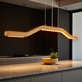 Handmade Wooden Pendant Light - Dimmable Ceiling Lamp - Light Fixture for Dining Room, Kitchen Island or Living Room - Wood Linear Led Lamp
